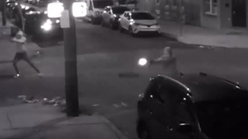 Still image shows gunmen in July 1, 2024, shooting where five people were hurt in Philadelphia's Grays Ferry neighborhood.
