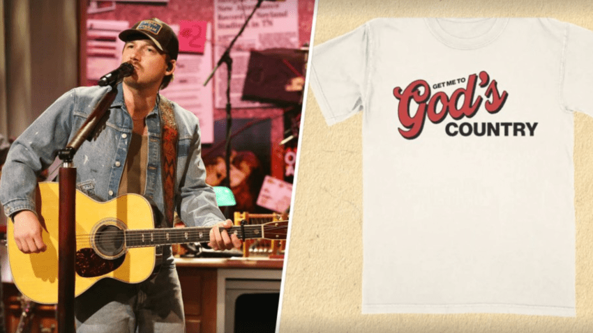 Country music star Morgan Wallen is selling merchandise featuring the phrase “Get me to God’s country” on his official website.